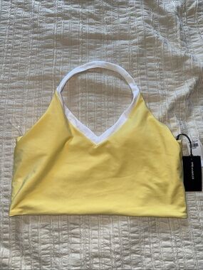 Abercrombie & Fitch Yellow and White Halter Sports Bra